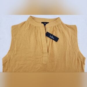 Lulus Oversized Cropped Gauze Tank Top Women's Size Small Mustard Yellow